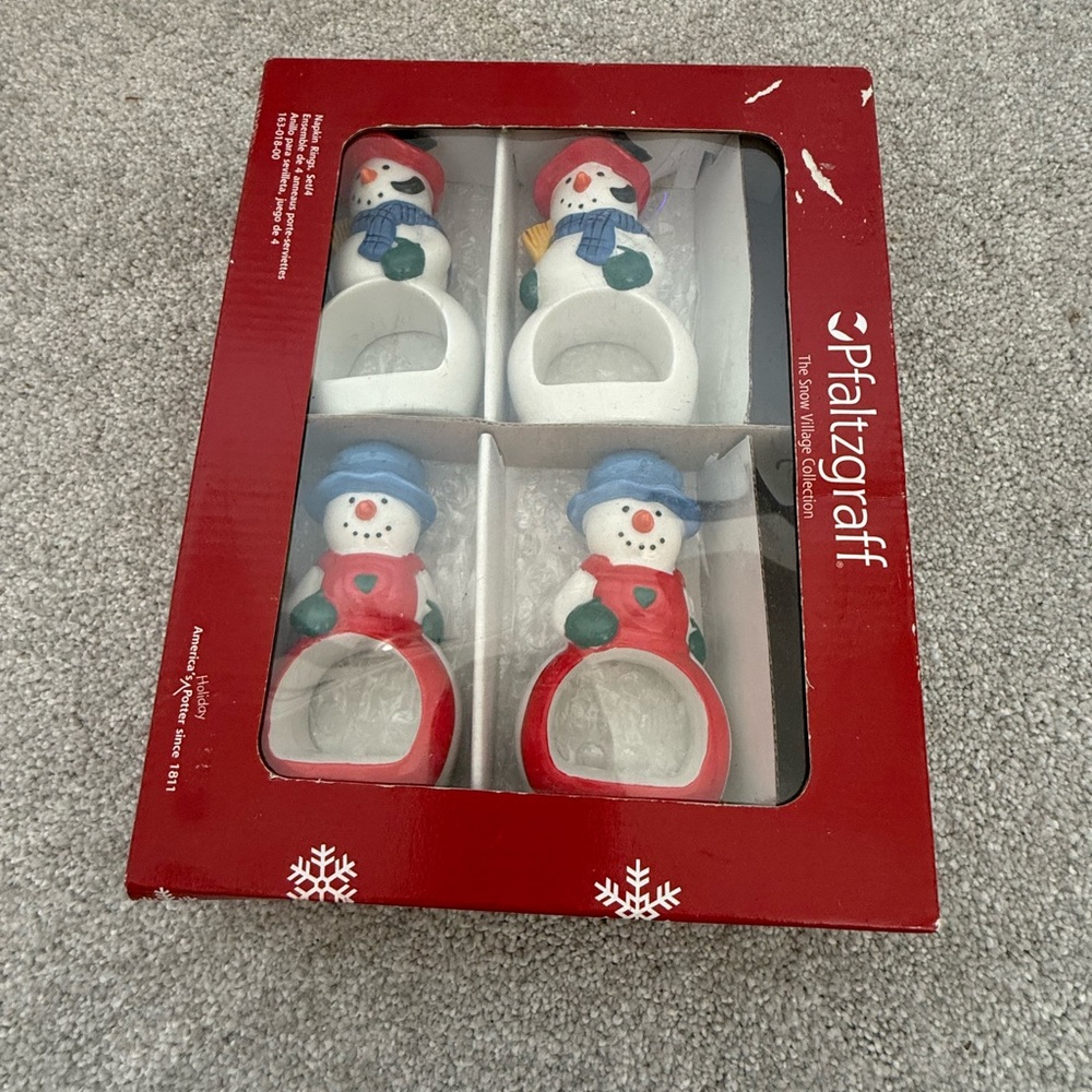 Pfaltzgraff Festive Snowman Napkin Rings